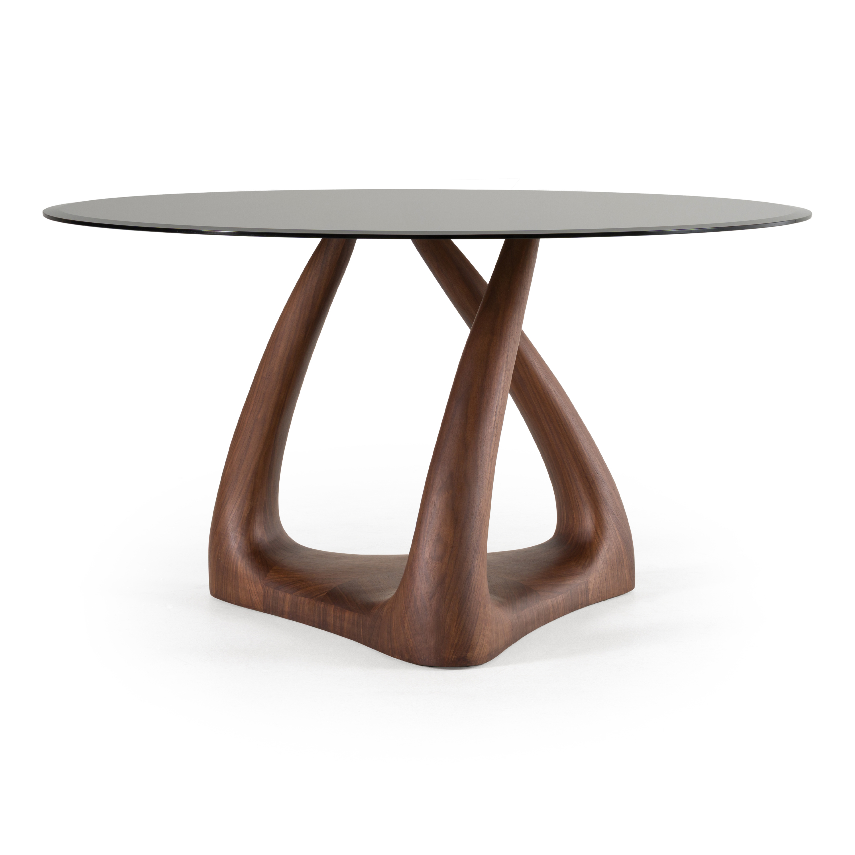 LA Furniture Christy Mid-Century Modern Grey Glass + Walnut Round Dining Table VGRY-RY-1160 Contemporary Style by Vig Furnitrue Number 83095 Catch Home Goods