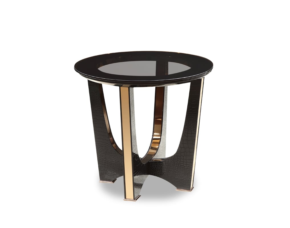 LA Furniture Talin Modern Black Crocodile & Rosegold End Table VGUNCK813-60 Contemporary Style by Vig Furnitrue Number 72367 Catch Home Goods