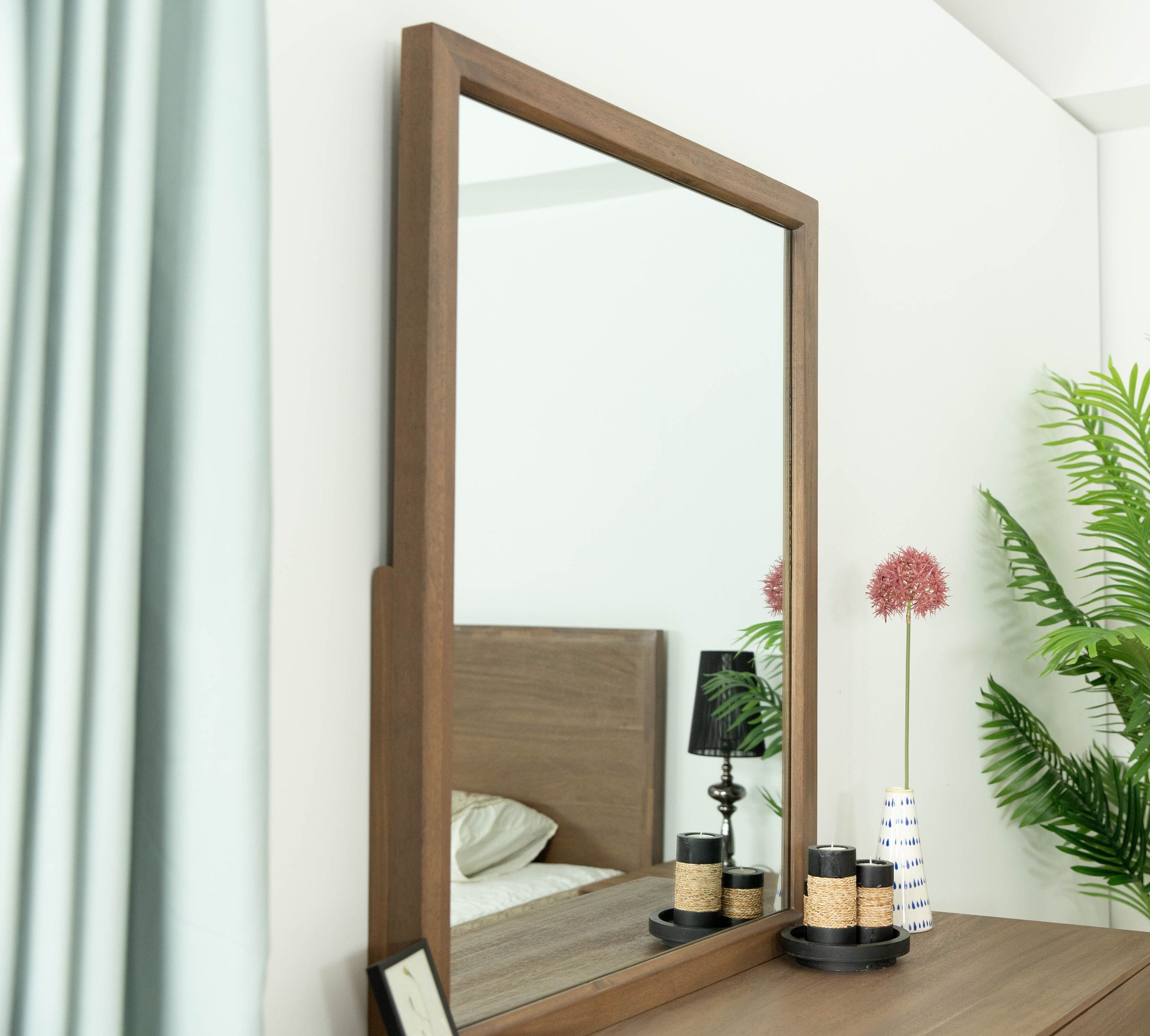 LA Furniture Claire Contemporary Walnut Mirror VGWDWIN-MIR Contemporary Style by Vig Furnitrue Number 78293 Catch Home Goods