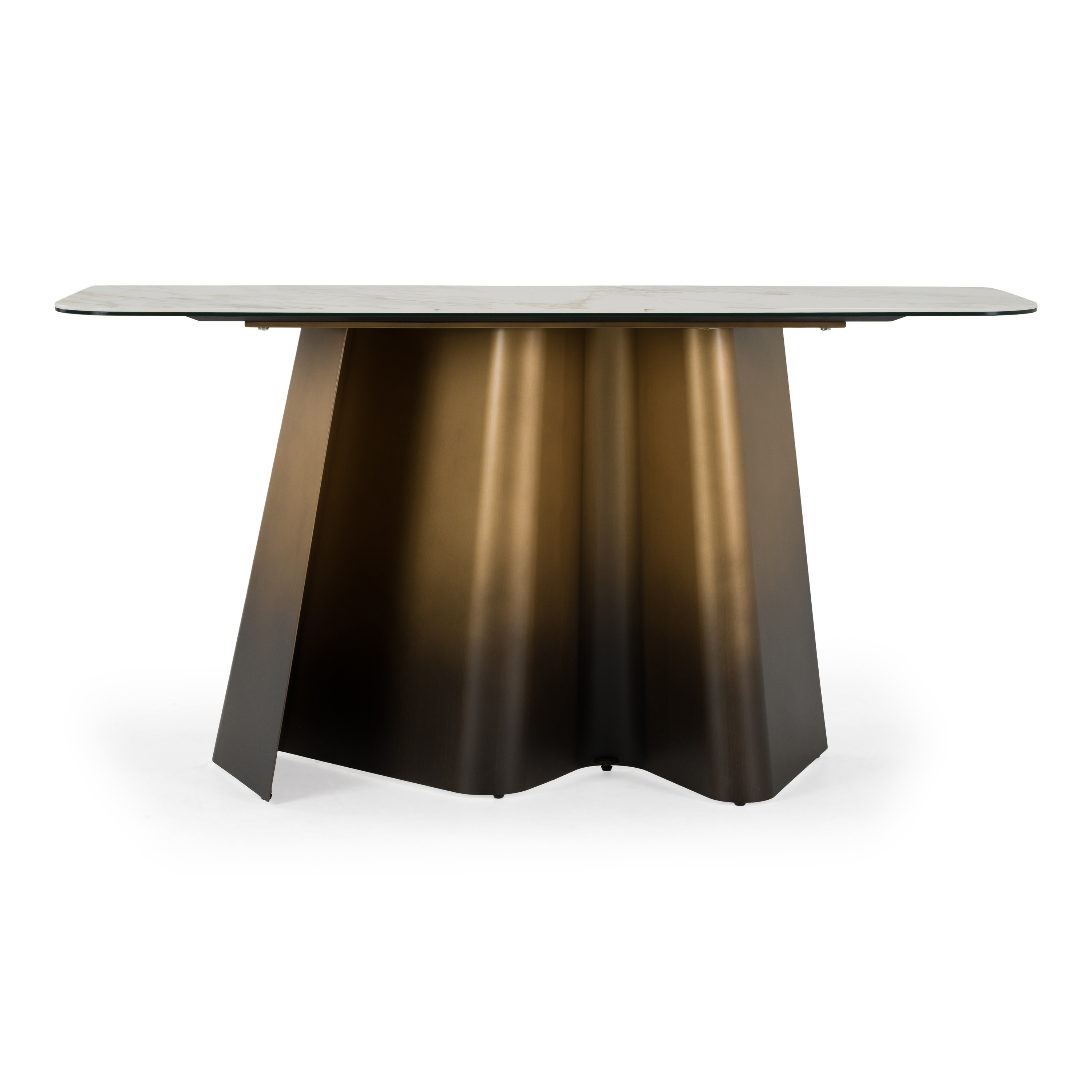 LA Furniture Clifford Contemporary White Ceramic + Brushed Bronze Console Table VGMG-MC-25202ST Contemporary Style by Vig Furnitrue Number 85914 Catch Home Goods