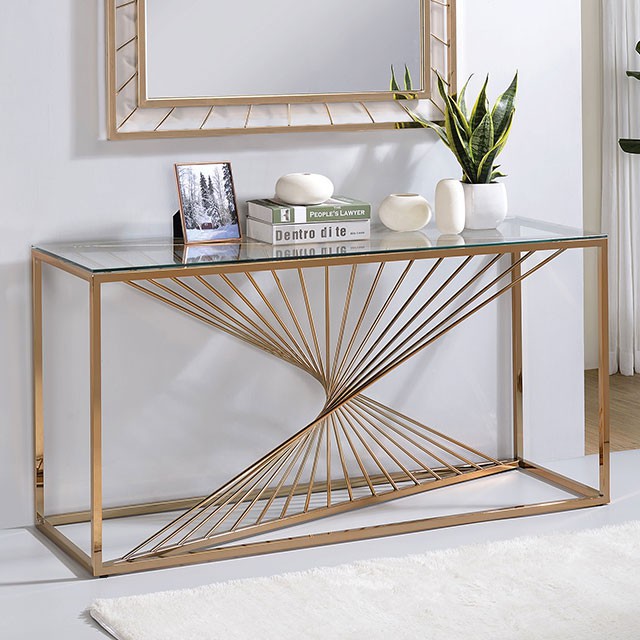 Furniture Of America Sherbrooke Contemporary Gold Sofa Table Model CM-AC387