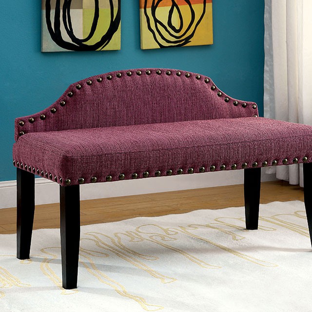 Furniture Of America Hasselt Contemporary Purple Bench Model CM-BN6880PR-S