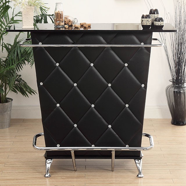 Furniture Of America Fuero Contemporary Black/Chrome Bar Table Model CM-BT6464BK