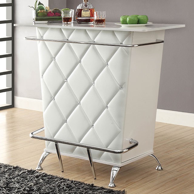 Furniture Of America Fuero Contemporary White/Chrome Bar Table Model CM-BT6464WH
