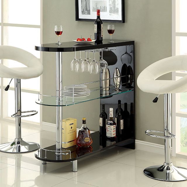 Furniture Of America Numbi Contemporary Black/Chrome Mini Server Model CM-BT8333-BK
