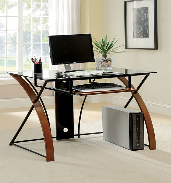 Furniture Of America Baden Contemporary Oak/Black Computer Desk Model CM-DK6216