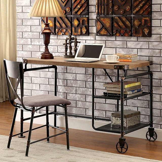 Furniture Of America Olga Industrial Antique Black Desk Model CM-DK6913