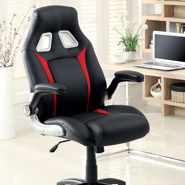 Furniture Of America Argon Contemporary Black/Silver/Red Office Chair Model CM-FC612