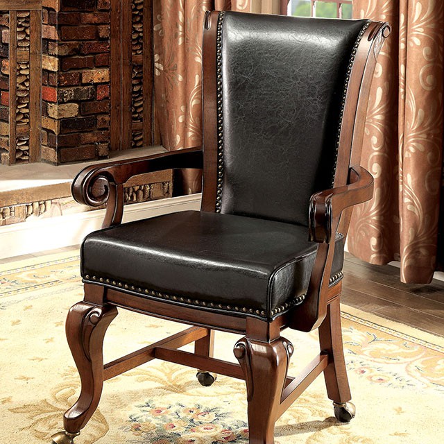 Furniture Of America Melina Transitional Brown Cherry/Black Arm Chair (2/Box) Model CM-GM367CH-AC-2PK