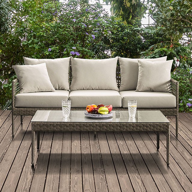 Furniture Of America Aleisha Contemporary Gray/Beige Patio Sofa Model CM-OS2589-SF