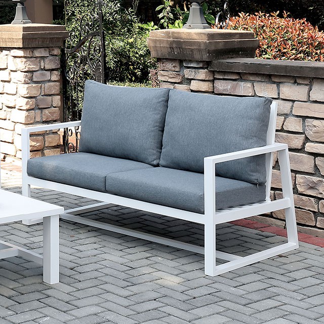 Furniture Of America India Contemporary Gray/White Patio Love Seat Model CM-OS2590GY-LV