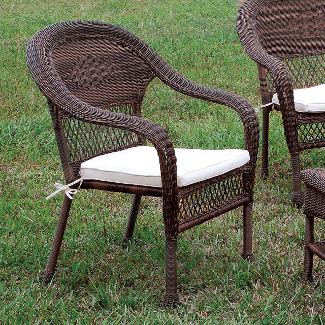 Furniture Of America Barua Transitional Off-White/Dark Brown Patio Chair Model CM-OT1811-CH-PK