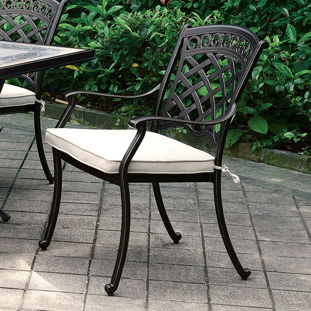 Furniture Of America Charissa Transitional Antique Black/Beige Arm Chair (2/Box) Model CM-OT2125-AC-2PK