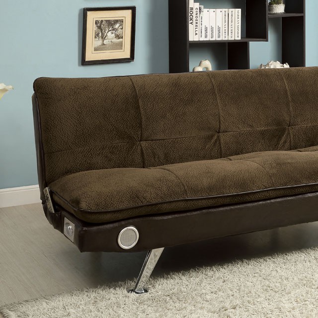 Furniture Of America Gallagher Contemporary Dark Brown Futon Sofa Model CM2675BR-FOLD-DOWN