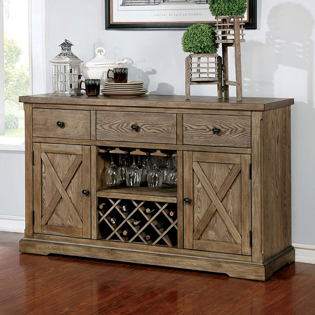 Furniture Of America Julia Rustic Light Oak Server Model CM3014SV