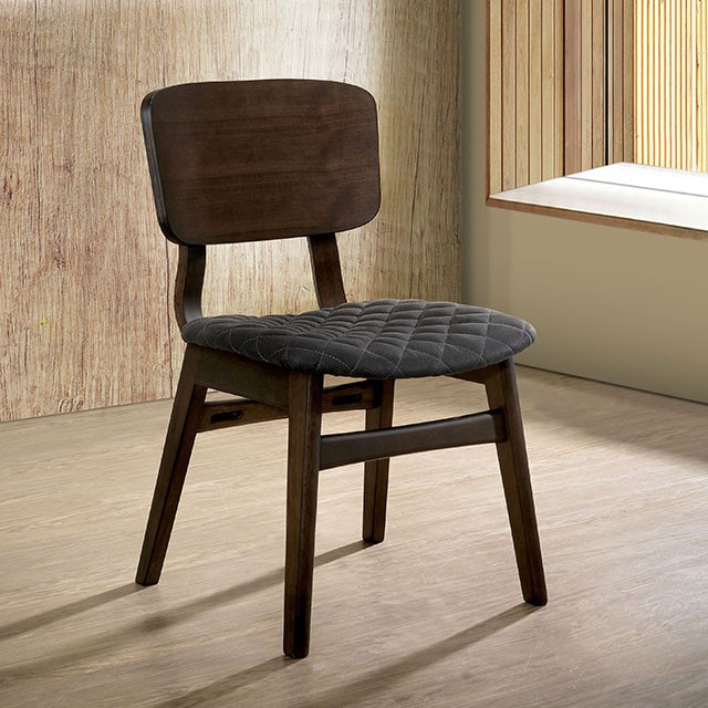 Furniture Of America Shayna Mid-Century Modern Walnut/Gray Side Chair (2/Ctn) Model CM3139SC-2PK