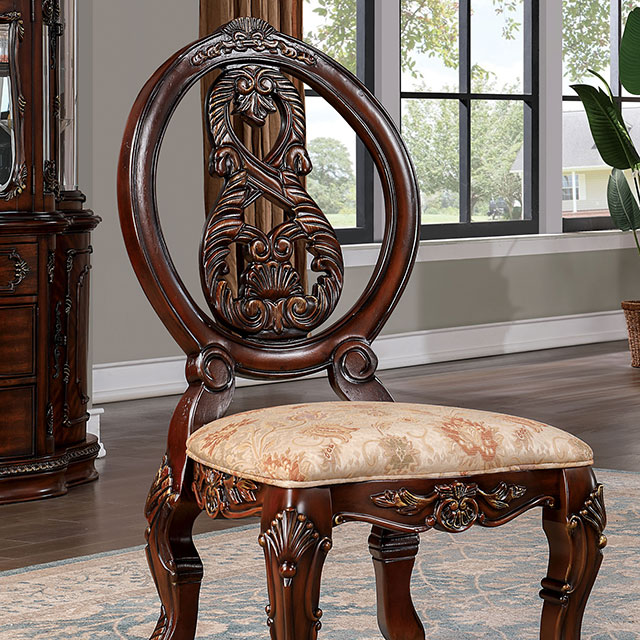 Furniture Of America Normandy Traditional Brown Cherry/Tan Side Chair (2/Box) Model CM3145SC-2PK