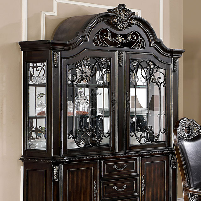 Furniture Of America Lombardy Traditional Walnut Hutch & Buffet Model CM3146HB-SET