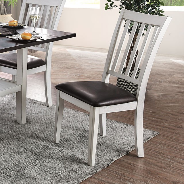 Furniture Of America Rae Transitional Antique White/Espresso Side Chair (2/Ctn) Model CM3197SC-2PK