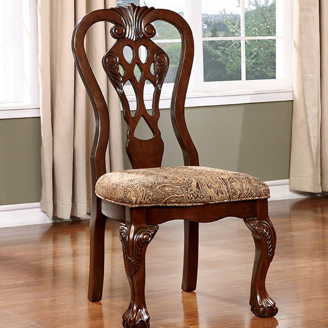 Furniture Of America Elana Traditional Brown Cherry/Brown Side Chair (2/Box) Model CM3212SC-2PK