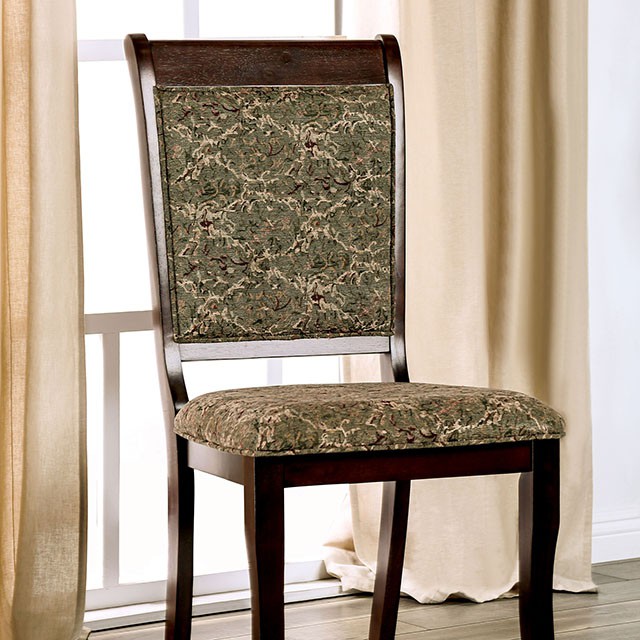 Furniture Of America St. Nicholas Transitional Antique Cherry/Beige Side Chair (2/Box) Model CM3224SC-2PK