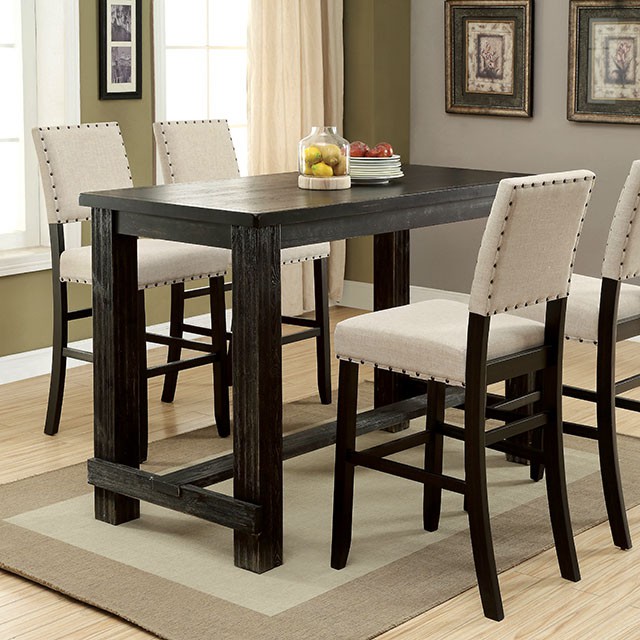 Furniture Of America Sania Rustic Antique Black Bar Table Model CM3324BK-BT-VN