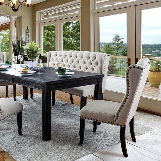 Furniture Of America Sania Rustic Antique Black/Beige 84" Dining Table Model CM3324BK-T-84-VN