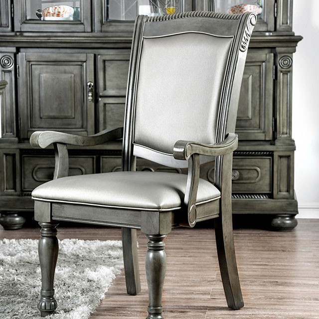 Furniture Of America Alpena Transitional Gray/Silver Arm Chair (2/Ctn) Model CM3350GY-AC-2PK