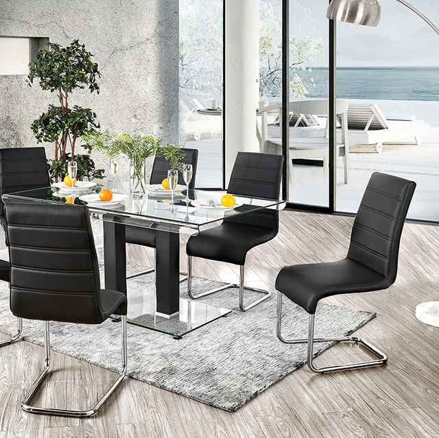 Furniture Of America Richfield Contemporary Black/Chrome Dining Table Model CM3362BK-T-TABLE