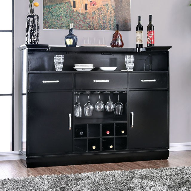 Furniture Of America Alena Transitional Black/Silver Bar Table Model CM3452BK-BT