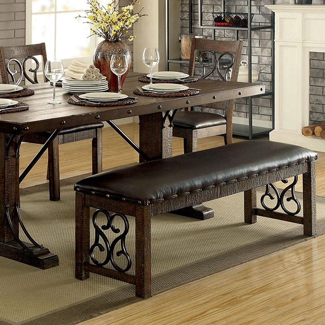Furniture Of America Paulina Transitional Rustic Walnut/Espresso Bench Model CM3465BN
