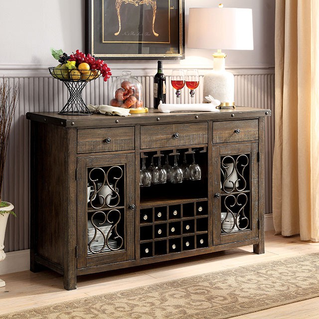 Furniture Of America Paulina Transitional Rustic Walnut Server Model CM3465SV