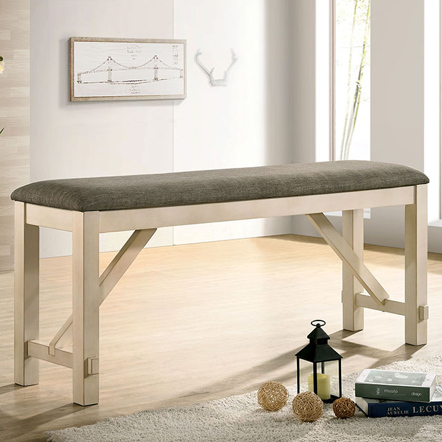 Furniture Of America Jamestown Rustic Ivory/Gray Counter Ht. Bench Model CM3487PBN