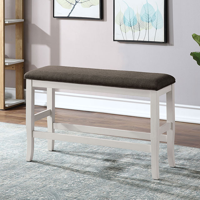 Furniture Of America Heidelberg Transitional Off-White/Dark Gray Counter Ht. Bench Model CM3498PBN