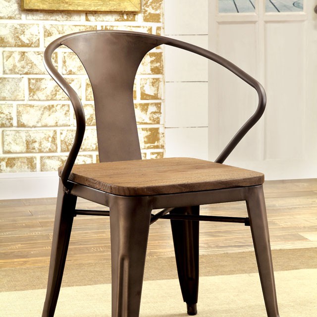 Furniture Of America Cooper Industrial Dark Bronze/Dark Oak Side Chair (2/Box) Model CM3529SC-2PK