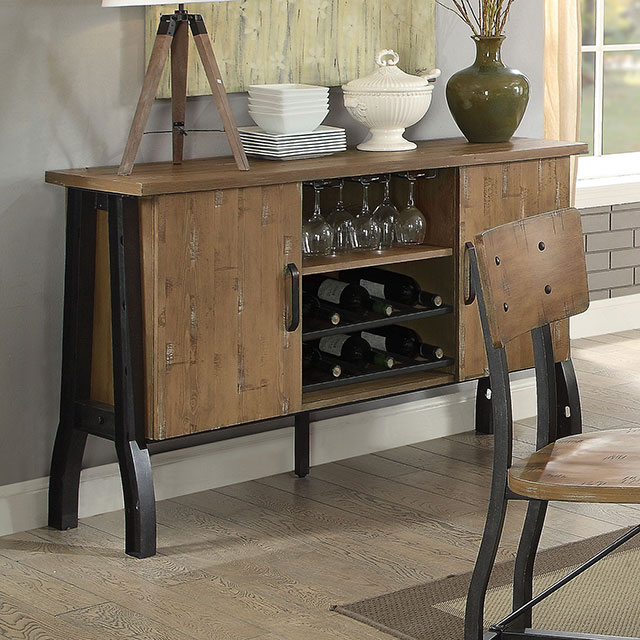 Furniture Of America Kirstin Industrial Rustic Oak/Black Server Model CM3573SV