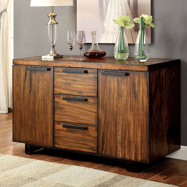 Furniture Of America Maddison Industrial Tobacco Oak/Black Server Model CM3606SV