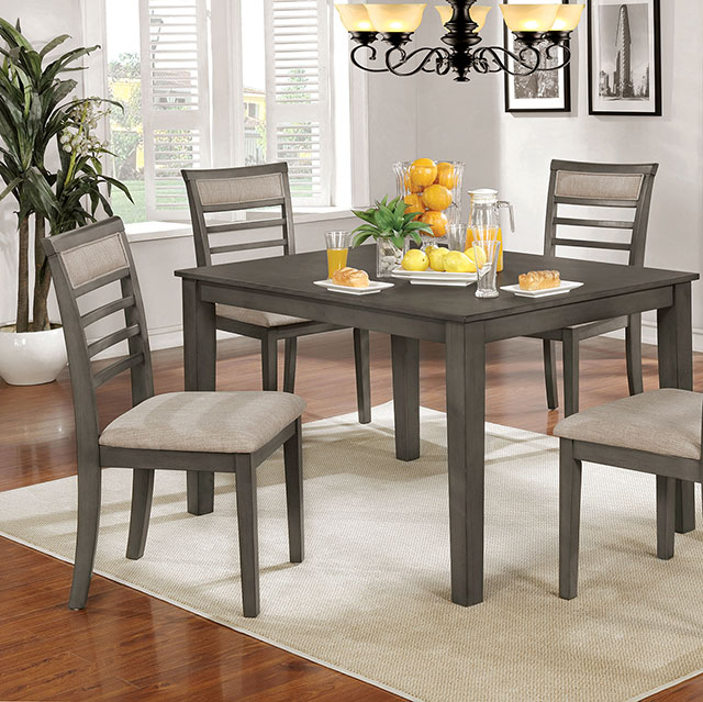 Furniture Of America Taylah Transitional Weathered Gray/Beige 5 Pc. Dining Table Set Model CM3607T-5PK-CHAIR