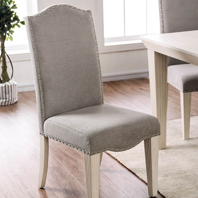 Furniture Of America Daniella Transitional Antique White/Gray Side Chair (2/Ctn) Model CM3630SC-2PK