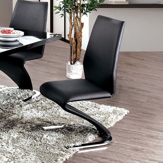 Furniture Of America Midvale Contemporary Black/Chrome Side Chair (2/Ctn) Model CM3650BK-SC-2PK