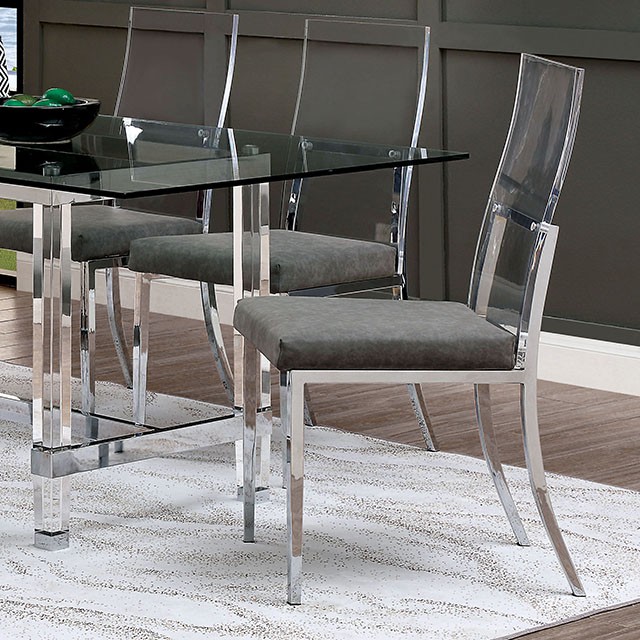 Furniture Of America Casper Contemporary Chrome Side Chair (2/Ctn) Model CM3654SC-2PK