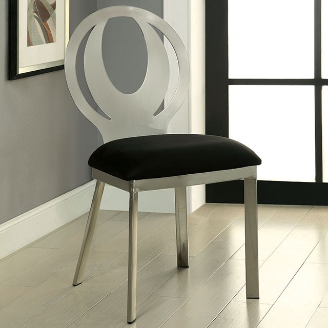 Furniture Of America Orla Contemporary Silver/Black Side Chair (2/Box) Model CM3726SC-2PK