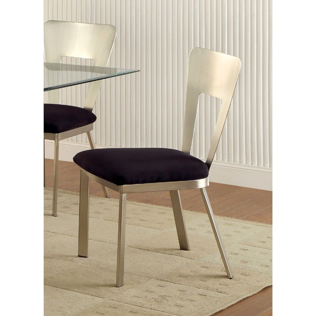 Furniture Of America Nova Contemporary Silver/Black Side Chair (2/Box) Model CM3728SC-2PK