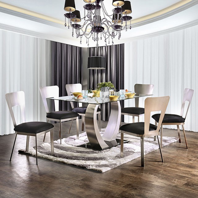 Furniture Of America Nova Contemporary Silver/Black Dining Table Model CM3728T-TABLE