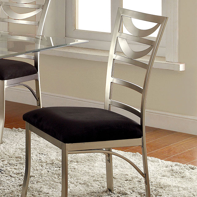 Furniture Of America Roxo Contemporary Silver/Black Side Chair (2/Box) Model CM3729SC-2PK