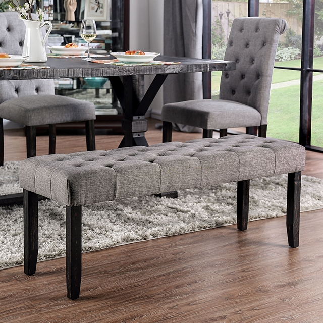 Furniture Of America Alfred Rustic Antique Black/Light Gray Bench Model CM3735LG-BN