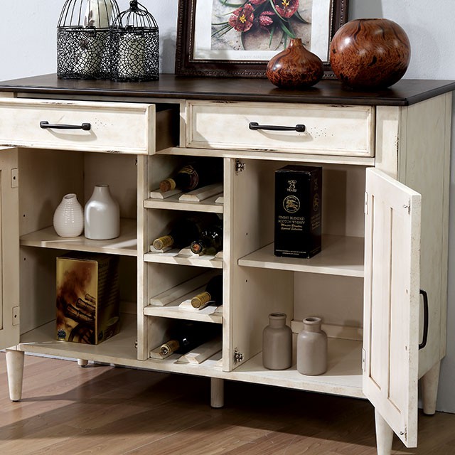 Furniture Of America Ann Lee Rustic Antique White/Antique Oak Server Model CM3754SV
