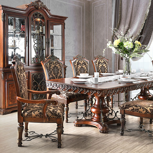 Furniture Of America Lucie Traditional Brown Cherry Dining Table Model CM3788T-TABLE