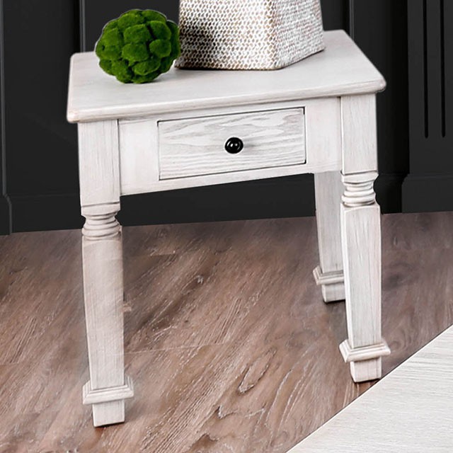 Furniture Of America Joliet Transitional Antique White End Table Model CM4089E