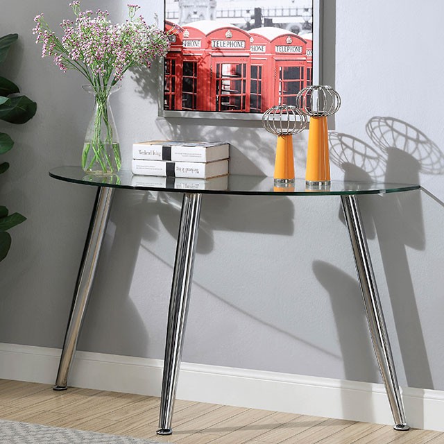 Furniture Of America Delany Contemporary Chrome Sofa Table Model CM4156S-PK